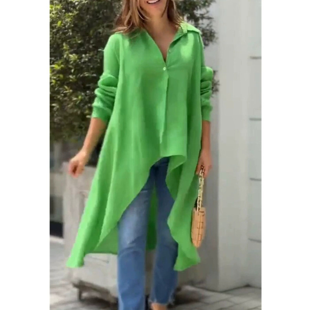 Forever 21 Spring Loose Plus Size Mid Length Irregular Long-Sleeve Shirt